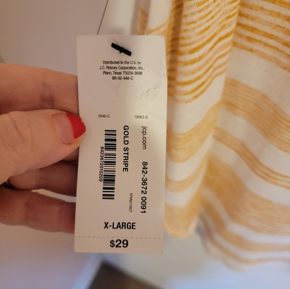 A.N.A. Tank Womens Size XL Casual Top Gold & White Stripes Easter Spring MSRP$29 - Picture 4 of 4